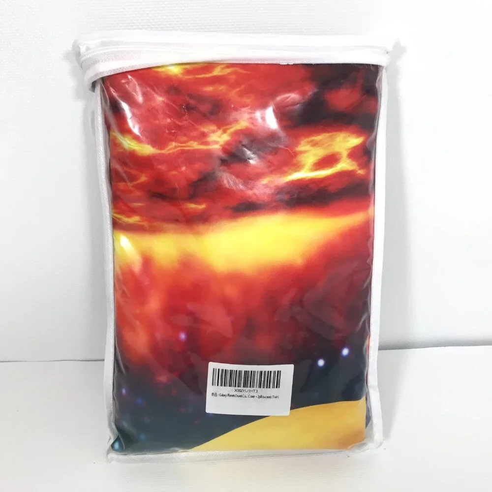 Twin Size Duvet + Pillowcase Set Galaxy Space Planets Solar System Multicolor